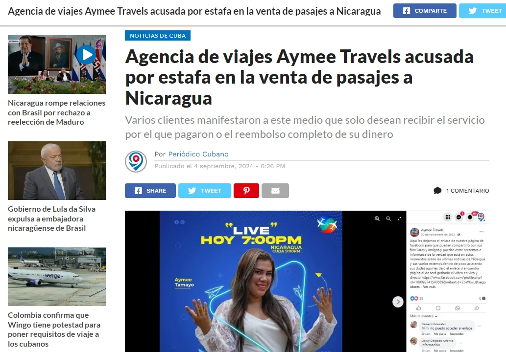 Aymee Travels desmiente acusaciones difamatorias del Periódico Cubano